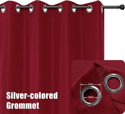 BONZER Extra Wide Waterproof Outdoor Curtains for Patio Heavy Privacy Light Filtering Grommet Outside Curtains for Porch, Pergola, Gazebo, 1 Panel, 150W x 84L inch, Red