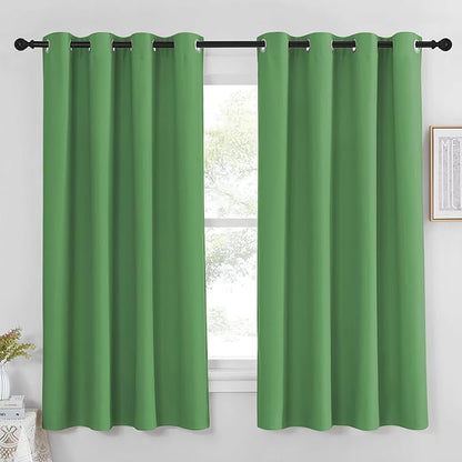 NICETOWN Blackout Curtain Panel 63 inch Long for Window - Thermal Insulated Solid Grommet Blackout Drape for Bedroom Living Room Kitchen (Single Panel, 52W x 63L, Froest Green)