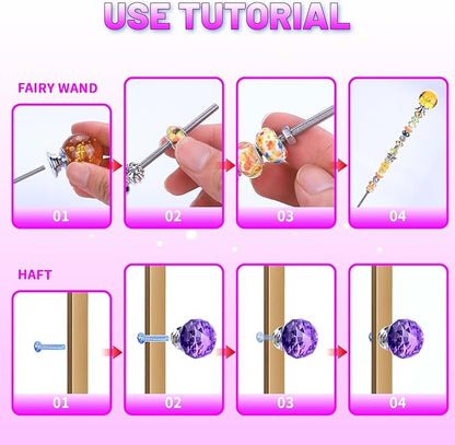 Decorative Garden Stakes, 238-Piece DIY Fairy Wand Kit, Rose Flower Color
