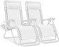 Best Choice Products Set of 2 Adjustable Steel Mesh Zero Gravity Lounge Chair Recliners w/Pillows and Cup Holder Trays - Snow