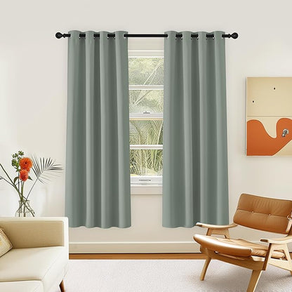 NICETOWN Room Darkening Curtain for Living Room - Energy Saving Thermal Insulated Grommet Room Darkening Curtain/Drape for Bedroom (1 Panel, 46 by 72, Sage Green)