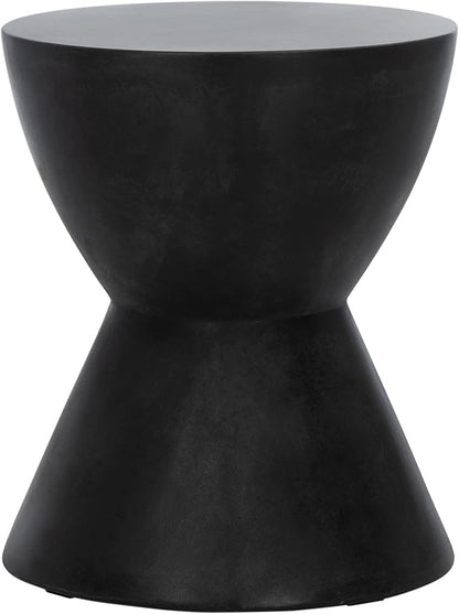 Safavieh Outdoor Athena Black Modern Concrete Round Accent Table