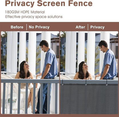 Garden Privacy Screen, 3.3' x 34' Dark Gray HDPE Mesh Windscreen
