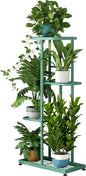 LINZINAR Metal 4 Tier 5 Potted Indoor Outdoor Plant Stand Shelf Planter Display for Patio Garden Corner Balcony Living Room