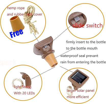 Indoor Solar String Lights for Wine Bottles, 3 Colors, 12 Pack