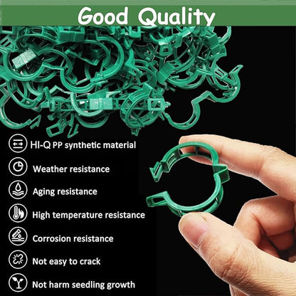 Plant Support Clips - Tomato Clips for String Trellis, 100pcs Grape Vine Clips for Garden Netting Climbing Plants, Secured Plastic Plant Clip for Fixing Stem and Vine (100, Green)