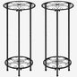 CASIMR Plant Stand Indoor Outdoor, Metal Rustproof Flower Shelf 2 Tier 23.9 inch, Tall Multiple Plant Pot Holder Rack for Garden Patio Living Room Corner Balcony, 2 Pack Black