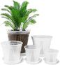 GREENPARA Transparent Plastic Garden Pots Planter with Saucer 4/5 /6/7 /8 inch Plant Pot Nursery Pots Drainage Hole for House Plants, Herb, Flowers, and Cactus with 10pcs Plant Labels, 5-Set