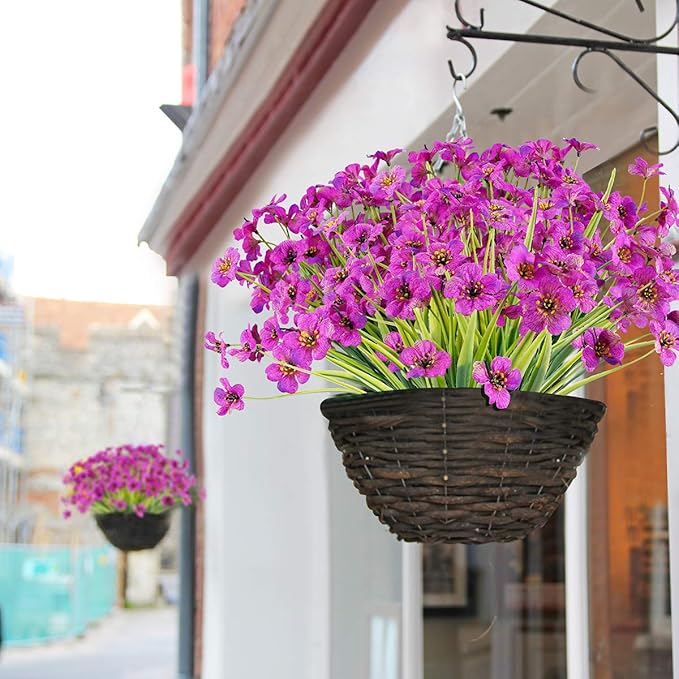 Artificial Flower Bundles, 30 Pack Purple UV Resistant Outdoor Plants