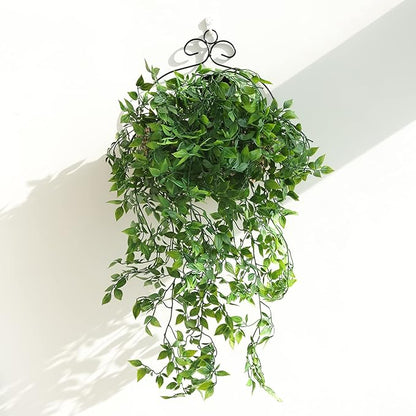 Whonline 3 Pack Artificial Hanging Plants Fake Plants with Pots for House Bedroom Wall Garden Decor