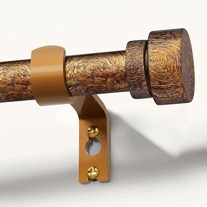 Retro Gold Curtain Rods for Windows 28 to 48 Inches Adjustable Length Heavy Duty 1" Diameter Window Curtain Rod with Decorative Finials for Outdoor Bedroom Kitchen Living Room Farmhouse
