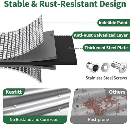Kesfitt Raised Garden Bed, 4x2x1 FT Galvanized Steel Metal Raised Garden Bed, Oval Open-Bottom Design, 12-Inch Deep for Outdoor Vegetable & Herb Gardening, Silver