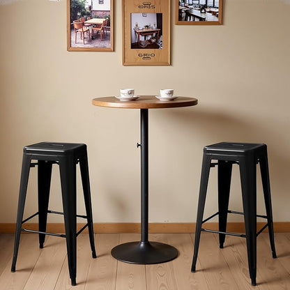 Furmax 30 Inch Metal Bar Stools Set of 4, Counter Height Backless Stools, Industrial Bar Chairs Patio Stool Stackable Backless Stool for Kitchen/Dining Room/Bistro/Patio Indoor Outdoor (Dark Black)
