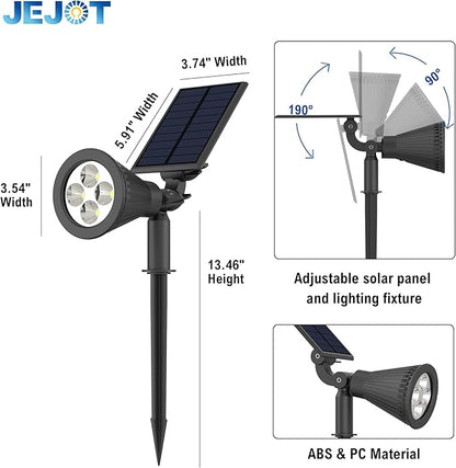 Solar Lights Outdoor Waterproof IP65,6500K Super Bright LED,2 Lighting Modes, Solar Powered Yard Garden Solar Spot Lights for Flag Landscape Auto On/Off-4 Pack