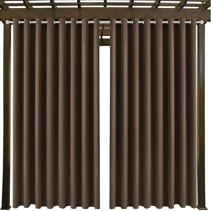 DIVA EN CAMINO DEC Outdoor Patio Curtain Waterproof Darkening Thermal Insulated Indoor Curtains for Bedroom, Porch, Living Room, Pergola, Cabana, W105 x L95, Set of 2 Panels