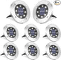 LYHOPE Solar Ground Lights Outdoor, 8 Pack 8 LED Solar Disk Lights Waterproof Garden In-ground Pathway Light Landscape Lighting for Lawn,Yard,Deck,Patio,Walkway (White)