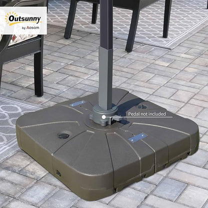 Outsunny Square Cantilever Patio Umbrella Base with 4 Wheels for Easy Moving, Heavy Duty Umbrella Stand Weight, 330 lb Capacity Sand or 249 lb Capacity Water, Coffee