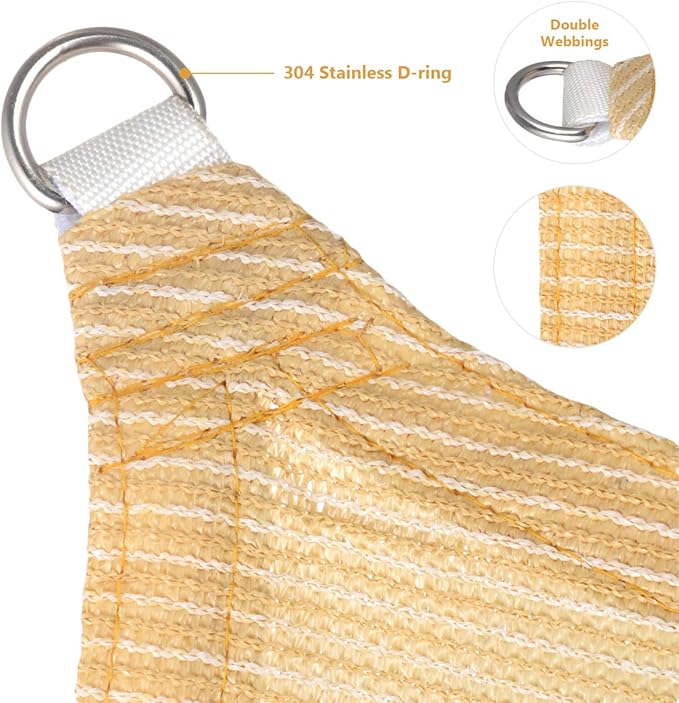 Eden's Decor Straight Flat-Edged Sun Shade Sail Rectangular 12' x 17' Beige UV-Blocking Outdoor Canopy Fabric Cloth Awning for Pergola Patio Garden Backyard Custom Size