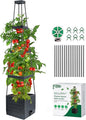 MQUPIN Tomato Planter Box with Trellis for Garden, 57 Inch Self-Watering Raised Garden Bed, Patio Tomato Cage for Climbing Vegetables & Flowers, Upgraded Tomato Pot for Indoor Outdoor Use(1 Pack)