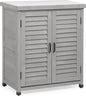Outdoor Potting Bench with Storage Cabinet and Metal Top, Wood Workstation for Outdoor Patio, Garden (Light Grey, 31x17x36‘’)