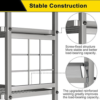 GIOTORENT 6-Wire Standing Storage Shelf, Metal Shelving Unit Pantry Rack for Laundry Kitchen Bathroom Organizer(Silver)