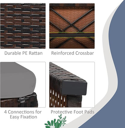 Tangkula 2 Pieces Patio Rattan Ottomans, All Weather Outdoor Footstool Footrest Seat with Soft Cushion, Hidden Zipper, High-Density Sponge, Wicker Ottoman Seat for Patio, Garden, Poolside