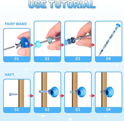 Decorative Garden Stakes Kit with 158 Pcs Fairy Wand Beads in Purple