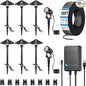 SUNVIE All-in-One LED Low Voltage Landscape Lighting Kit 6 Pathway Lights 2 Spotlights with 60W Photocell Transformer 100FT Wire for Path&Garden, Aluminum, ETL Listed, Dusk to Dawn, Waterproof, 3000K