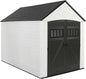 Rubbermaid Resin Outdoor Storage Shed With Floor (7 x 10.5 Ft) Weather Resistant, White, Organization for Home/Backyard/Garden Tools/Lawn Mower/Bike Storage/Pool Supplies