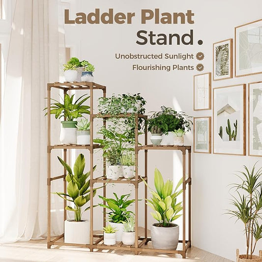 Tall Plant Stand Indoor Wood Shelf Outdoor Tiered Rack for Multiple