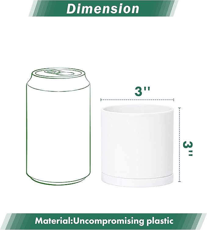 Planters: 12 Matte White Plastic Pots with Drainage Holes and Saucers