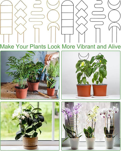 4 Pack Indoor Climbing Plant Trellis, Small Trellis for Potted Plants Outdoor, Metal Garden Trellis Plant Support Trellis with Different Patterns for Vine Ivy Flower (Black)