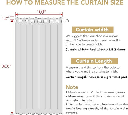 H.VERSAILTEX Linen Blackout Curtains Durable Thick Textured Linen Look 100% Blackout Patio Door Curtain Anti Rust Grommet Extra Wide Sliding Door Curtain Panel, Natural，W100 x L108 inch (Pack of 4)