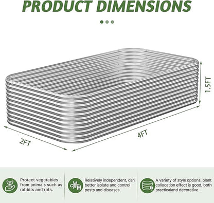 3 Pack Tall 4x2FT Corrugated Galvanized Steel Raised Garden Bed Outdoor, Metal Above Ground Garden Bed for Vegetables and Flowers, Raised Beds for Gardening-4x2x1.5FT