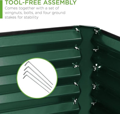 Best Choice Products 8x4x2ft Outdoor Metal Raised Garden Bed, Deep Root Planter Box for Vegetables, Herbs & Flowers, 478-Gallon Capacity, 100% Non Toxic Materials - Dark Green