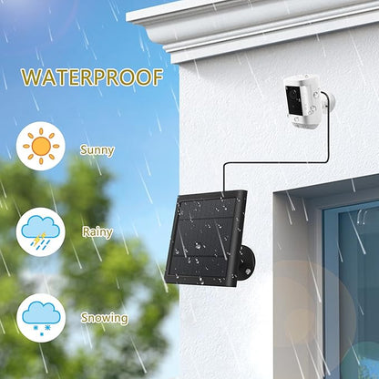 2 Pack - Solar Panel for Ring Security Camera Spotlight Cam Plus/Pro(Battery) Stick Up Cam/Pro Wireless Outdoor with 10FT/3M Long Cable Dustproof Waterproof BK