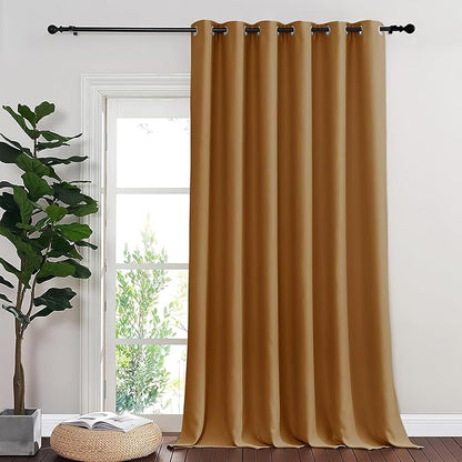 NICETOWN Blackout Curtains & Drapes - Privacy Thermal Efficiency Backdrop Curtains for Bedroom Room Divider Living Room Patio Sliding Glass Door, Wide 80 x Long 144 inch, Gold Brown, 1 Panel
