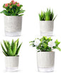 Self Watering Pots for Indoor Plants, 5 & 4 Inch Stylish Flower Pots, Set of 4 Modern Planters with Self-Watering Feature (Mixed Colors)