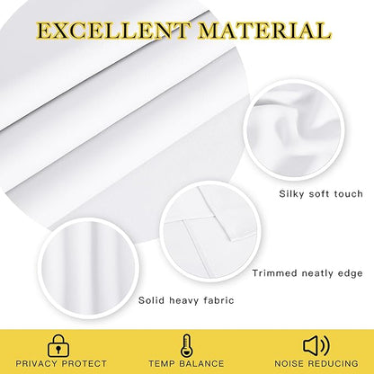 NICETOWN Room Darkening White Curtain 66 inches Long - Grommet Noise Reducing Thermal Insulated Window Treatment Privacy Drape for Kids Room/Bedroom (1 Panel, W66 x L66 Inch)