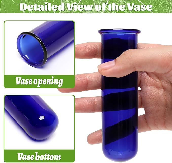 Terrarium Propagation Station with 5 Blue Glass Test Tubes, Pine Base