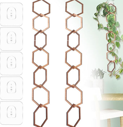 18Pcs Chain Trellis for Climbing Plants, Indoor&Outdoor Garden Wall Trellis, Plant Vine Support Wooden Potted Plant Trellis for Monstera, Pothos, Ivy