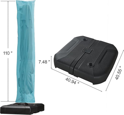 PURPLE LEAF 10'×13' Patio Umbrella with Base Included and Cover Outdoor Umbrella with Cover Extra Large Heavy Duty Cantilever Umbrella Turquoise Blue