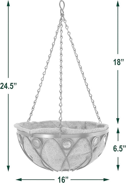 Arcadia CB02 Emerald Series Round Hanging Basket Planters, 16-Inch