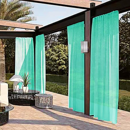 SpaceDresser Waterproof Outdoor Sheer Curtains for Patio - 2 Panels Rod Pocket Indoor Voile Sheer Curtain for Living Room,100W x 96L inch, Turquoise