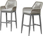 PURPLE LEAF Outdoor 29" Wicker Bar Stools Set of 2, Boho Patio Bar Height Chair with Cushion and Back for Outdoor and Indoor, Garden, Patio, Light Grey