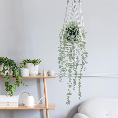 COCOBOO 2 Pcs Artificial Eucalyptus Plants Shelf Hanging Fake Plant in Pot for Wall Bedroom Home Patio Indoor Outdoor Decor