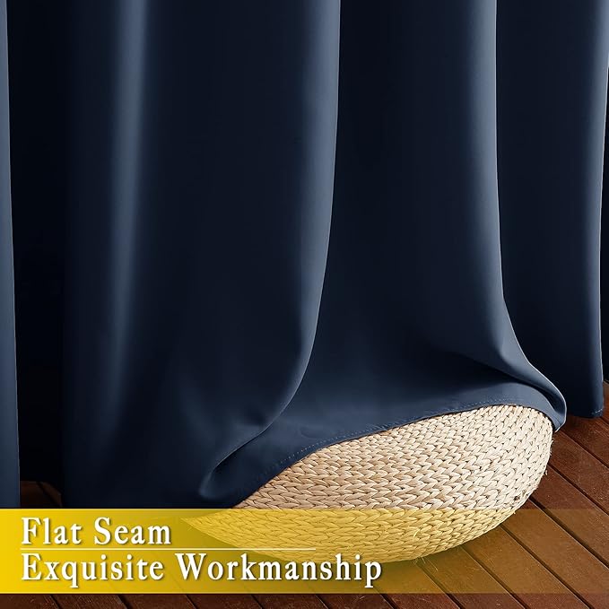 NICETOWN Blackout Navy Blue Curtain 102 inches Long, Grommet Thermal Insulated Room Divider Drape Extra Wide Window Treatment for Sliding Glass Door/Living Room, W80 x L102, 1 Panel