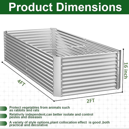 2 Pack Tall Corrugated Galvanized Steel Raised Garden Bed Outdoor, Metal Above Ground Garden Bed for Vegetables and Flowers, Rectangle Raised Beds for Gardening-4x2FT