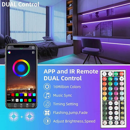 KSIPZE 32.8ft Led Strip Lights RGB Music Sync Color Changing Bluetooth Led Lights with Smart App Control Remote Led Lights for Bedroom Room Lighting