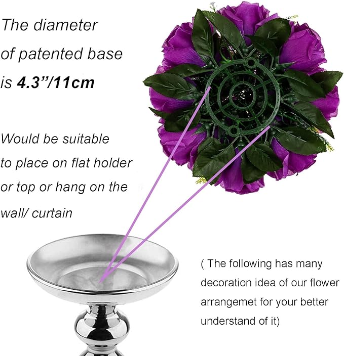 Artificial Flower Balls, 10 Pcs Purple Silk Rose Centerpieces